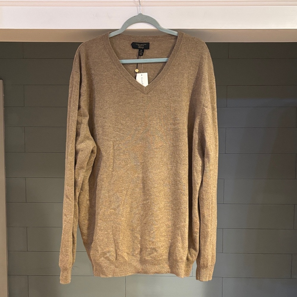 NWT Club Room Men's Cashmere Tan‎ V-Neck Sweater